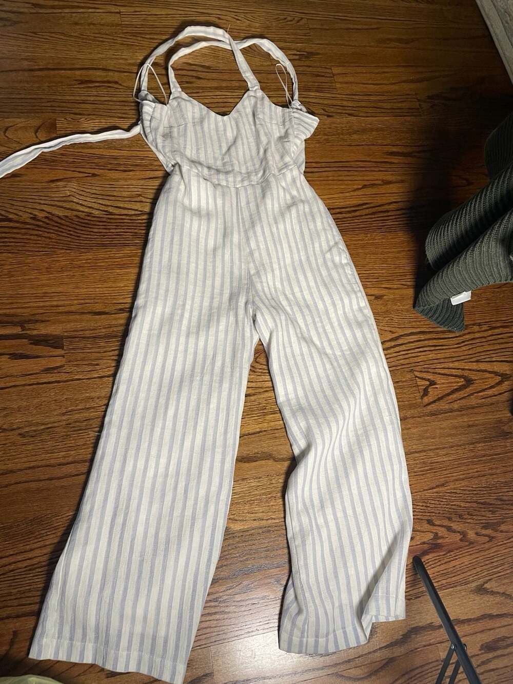 Sage the Label White Sands Jumpsuit Sky Ivory Stripe Size Small New With Tags